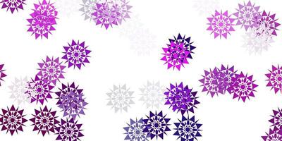 Light pink vector pattern with colored snowflakes.