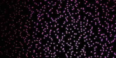 Dark Pink vector background with small and big stars.