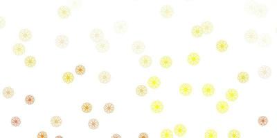 textura de doodle de vector amarillo claro con flores.