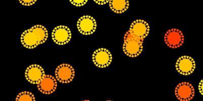 textura de vector amarillo oscuro con símbolos de enfermedades.