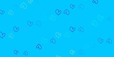 Light BLUE vector background with hearts.