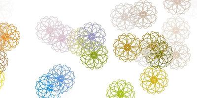 Light blue, yellow vector doodle background with flowers.