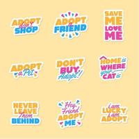 Animal Adoption Concept Sticker Set vector