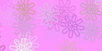 Light Pink, Green vector doodle template with flowers.