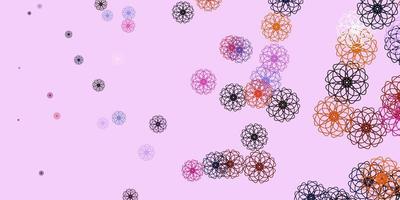 Light Pink, Yellow vector doodle texture with flowers.