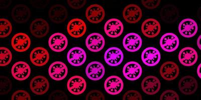 Dark Pink vector pattern with coronavirus elements.