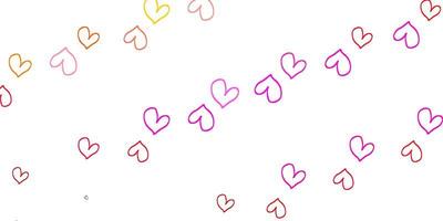 Light Pink, Yellow vector texture with lovely hearts.