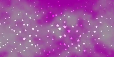 Dark Pink vector background with small and big stars.