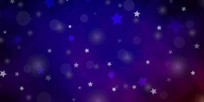 Dark Blue, Red vector backdrop with circles, stars.