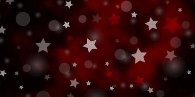 Dark Red vector template with circles, stars.