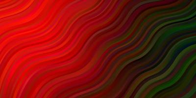 Dark Green, Red vector backdrop with curves.