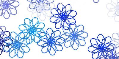 Light BLUE vector doodle texture with flowers.