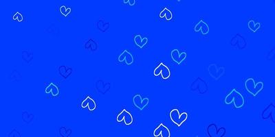 Light BLUE vector background with Shining hearts.