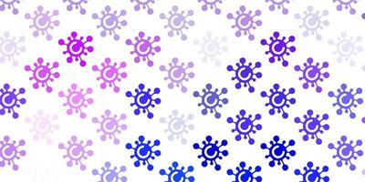 Light Pink, Blue vector pattern with coronavirus elements.