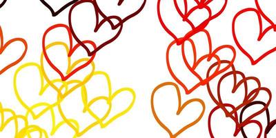 Light Orange vector texture with lovely hearts.
