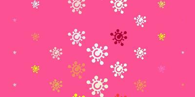 Light Pink, Yellow vector pattern with coronavirus elements.