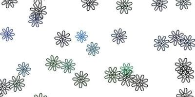 Light Blue, Green vector doodle pattern with flowers.