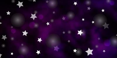 Dark Purple vector pattern with circles, stars.
