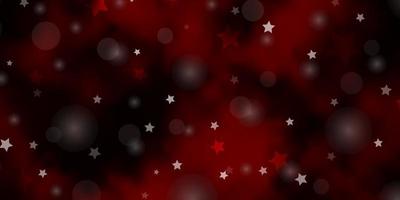 Dark Red vector layout with circles, stars.