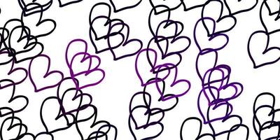 Light Purple vector pattern with colorful hearts.