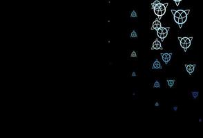 Dark BLUE vector background with occult symbols.