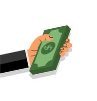 Hand holding money flat design vector