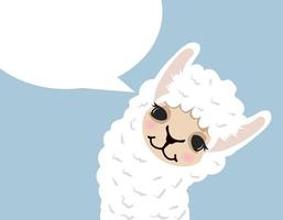 Cute llama or alpaca head with blank speech bubble vector