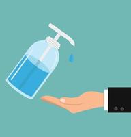 Hand sanitizer dropping on a hand vector