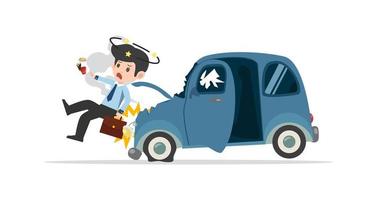 Car accident with injured businessman vector