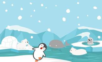 North pole animals vector background