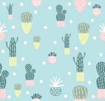 Cute flat cactus seamless pattern background vector