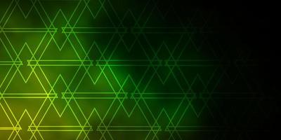 Dark Green, Yellow vector background with lines, triangles.