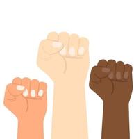 Raised fists for diversity and protest concept vector