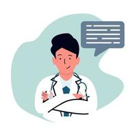 Male doctor with speech bubble vector