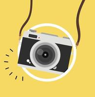 Hanging camera with round selfie light vector