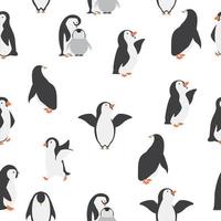 Happy penguins seamless pattern background vector