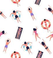 People floating on the pool top view seamless pattern background vector