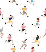 Seamless pattern background with people running vector