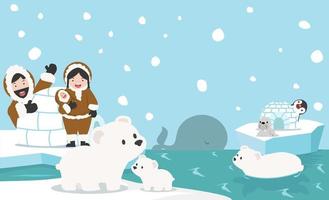 North pole animals vector background