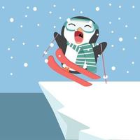 pingüino feliz esquiando