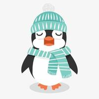 Penguin in winter accessories vector