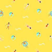 Summer seamless pattern background with people swimming vector