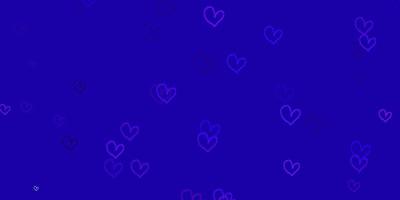 Light Purple, Pink vector background with Shining hearts.