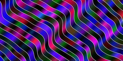 Dark Multicolor vector background with curved lines.