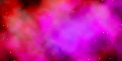 Dark Pink vector background with small and big stars.