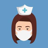 face of nurse using face mask isolated icon vector