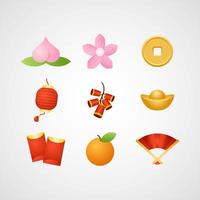 Chinese New Year Festivity Gradient Icons vector