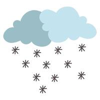 nubes con copos de nieve tormenta icono de estilo doodle vector