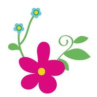 beautiful flowers and leaves garden decorative icon vector