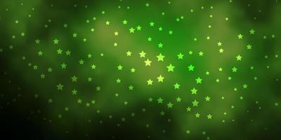 Diseño vectorial verde oscuro con estrellas brillantes. vector